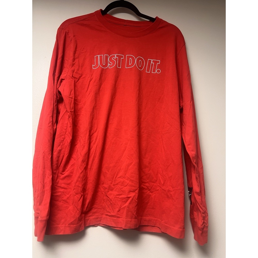 The Nike Tee Long Sleeve Red "Just Do‎ It" Shirt Size L